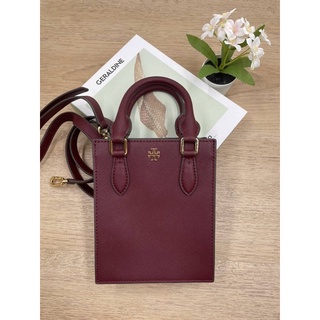 (ผ่อน0%) กระเป๋าสะพายข้าง หนังแท้ สีแดง Tory Burch EMERSON MINI SHOPPER TOTE  82768