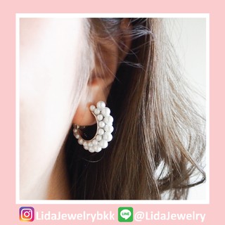 ต่างหูเงินแท้ มุกแท้Lida Jewelry:Coco Pearl earrings ของขวัญ