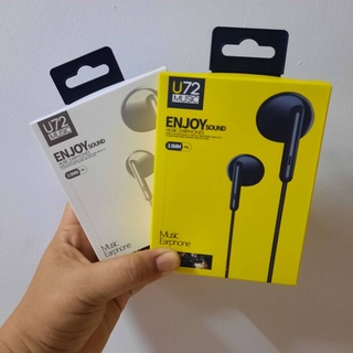 หูฟัง รุ่น U72 สีขาว สีดำ มีไมค์ คุยโทรศัพท์ได้ เสียงดัง ฟังชัด stereo earphones เชื่อมต่อ แบบ AUX 3.5