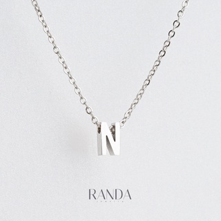 Randa สร้อยคอตัวอักษร สีเงิน ตัวพิมพ์ใหญ่ N-Z สแตนเลส เลือกความยาว DIY มินิมอล ไม่ลอกไม่ดำ ลงทะเล โดนน้ำหอมได้