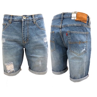 JEANSEXPRESS Mens Shorts กางเกงขาสั้นชายสีบลูฟอกซีด แต่งขาด Size 28-36 รับชำระปลายทาง