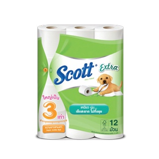 กระดาษชำระ สก๊อตต์ SUPER JUMBO/12 สีขาว 12/pack กระดาษทิชชู Scotch toilet paper SUPER JUMBO/12 white 12/pack