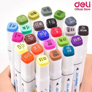 Deli 70805-24 Graphic marker 24 Colors ชุดปากกามาร์กเกอร์ 2 หัว 24 สี มาร์กเกอร์ ปากกาสี สีวาดรูป อุปกรณ์วาดรูป