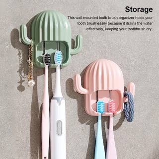 Toothbrush Holder Suction Cup Wall Bathroom Universal Tooth Brush Organizer Draining Bracket Cactus Style Reusable ELEN