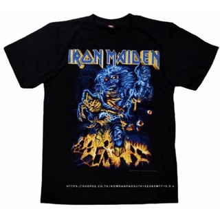 คอตต้อนคอกลม◑เสื้อวง Iron Maiden เสื้อยืด เสื้อวงร็อค Iron MaidenS-5XL