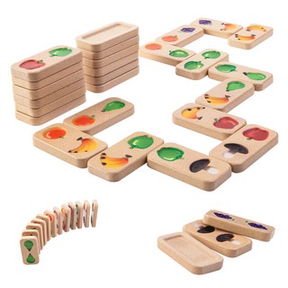 PlanToys ของเล่นไม้ แปลนทอยส์ ผัก-ผลไม้ โดมิโน่ FRUIT&amp;VEGGIE DOMINO (GRADIENT) (2y+)