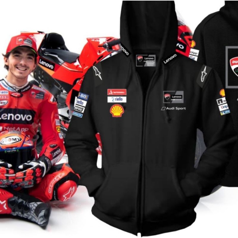 Mix LOGO ZIPPER HOODIE JACKET / [ยอดขายเมก้า 70%!] Motogp 2021 DUCATI Racing Team Racer Sweatshirt J