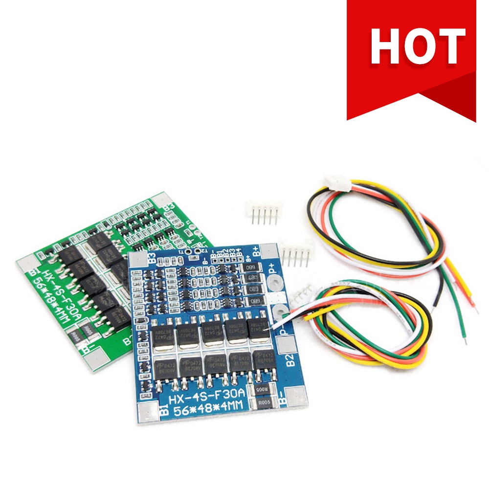 4S 30A 14.8V แบตเตอรี่ลิเธียมป้องกันบอร์ด Balanced 4S 12.8V LiFePO4 แบตเตอรี่ลิเธียมเหล็กฟอสเฟตแบตเต