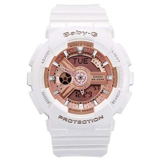 CASIO BABY-G BA-110-7A1-สายเรซินสีขาวหน้าจอโรสด์