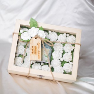 ของขวัญวันแม่ กล่องของขวัญแทนใจรักแม่ (GIFT SET กล่องดอกไม้&amp;ชากระป๋อง) OL-0066