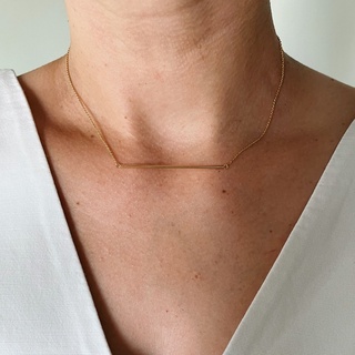 Dainty Bar Necklace, 18K Gold Plated, Sterling Silver Necklace N0005 | สร้อยคอ สร้อยคอจี้ เงินแท้ ทองแท้ ชุบทอง 18 กะรัต