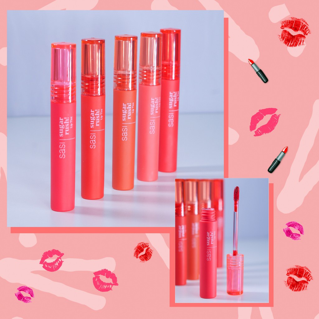 ♀Sasi Sugar Rush Lip Tint ลิปศศิ ศศิ ลิปจุ่ม ลิปน้ำ ลิปแมท ลิปสติก ลิป ศศิ ชูการ์ รัช ลิป ทิ้นท์ มีใ