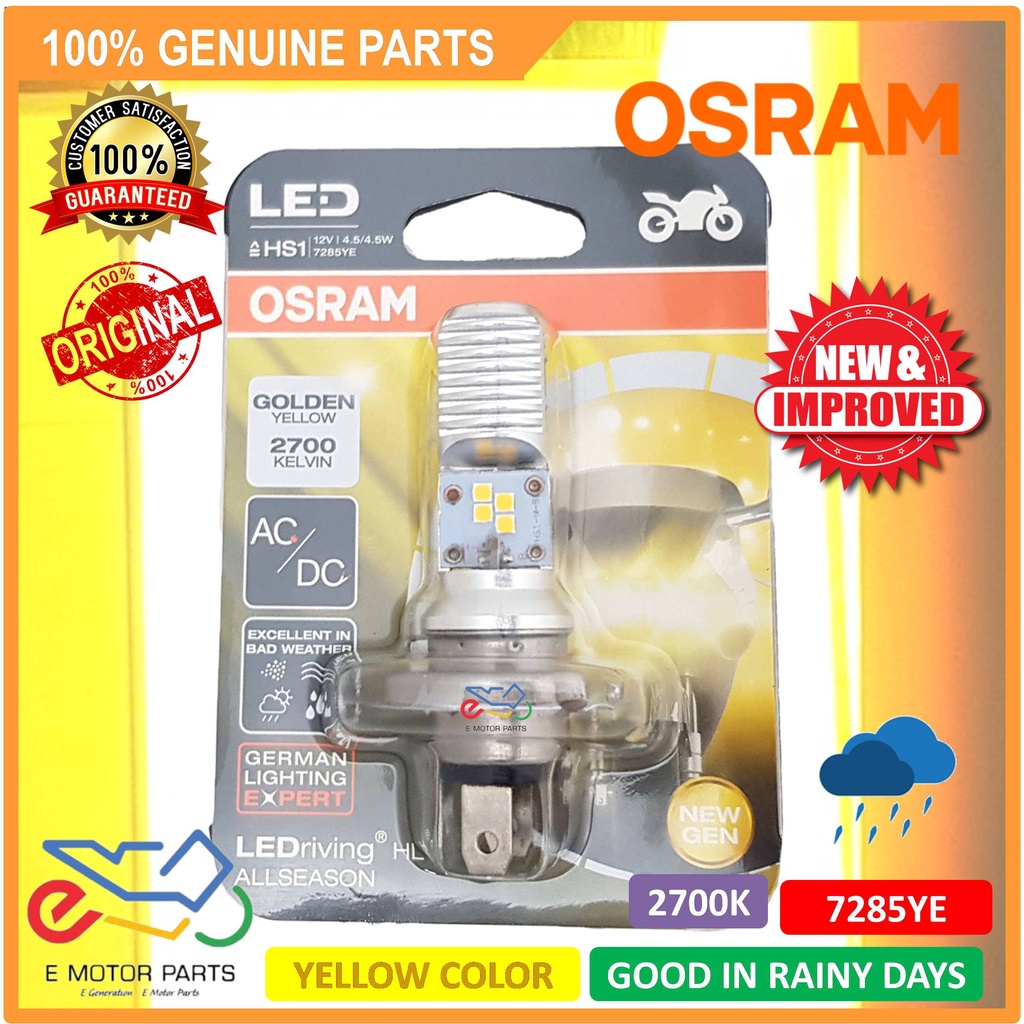 [ใหม่ IMPROVED] 7285YE OSRAM HS1 หลอดไฟ LED MENTOL DEPAN WARM WHITE 2700K FZ150 Y15Z 12V P43T 45/4.5