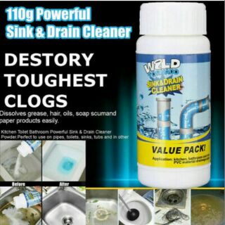 ผงละลายแก้ท่อตันwild tornado Sink&amp;drain cleaner