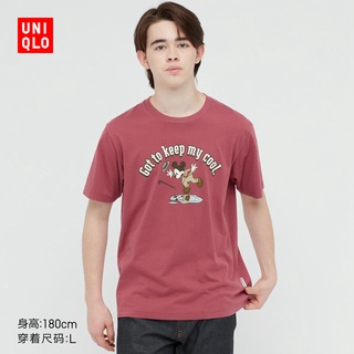 Uniqlo เสื้อยืดแขนสั้น คอกลม ผ้าฝ้าย พิมพ์ลาย MICKEY MOUSE สําหรับผู้ชาย และผู้หญิง (ซีรีส์ดิสนีย์)