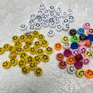 ลูกปัดยิ้ม🙂 ลูกปัดหน้ายิ้ม ลูกปัดยิ้ม ขนาด10มิล  Smiley beads 2 ชิ้น 3บาท