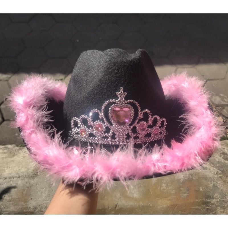 หมวก COWGIRL COWBOY สีดํา Y2K