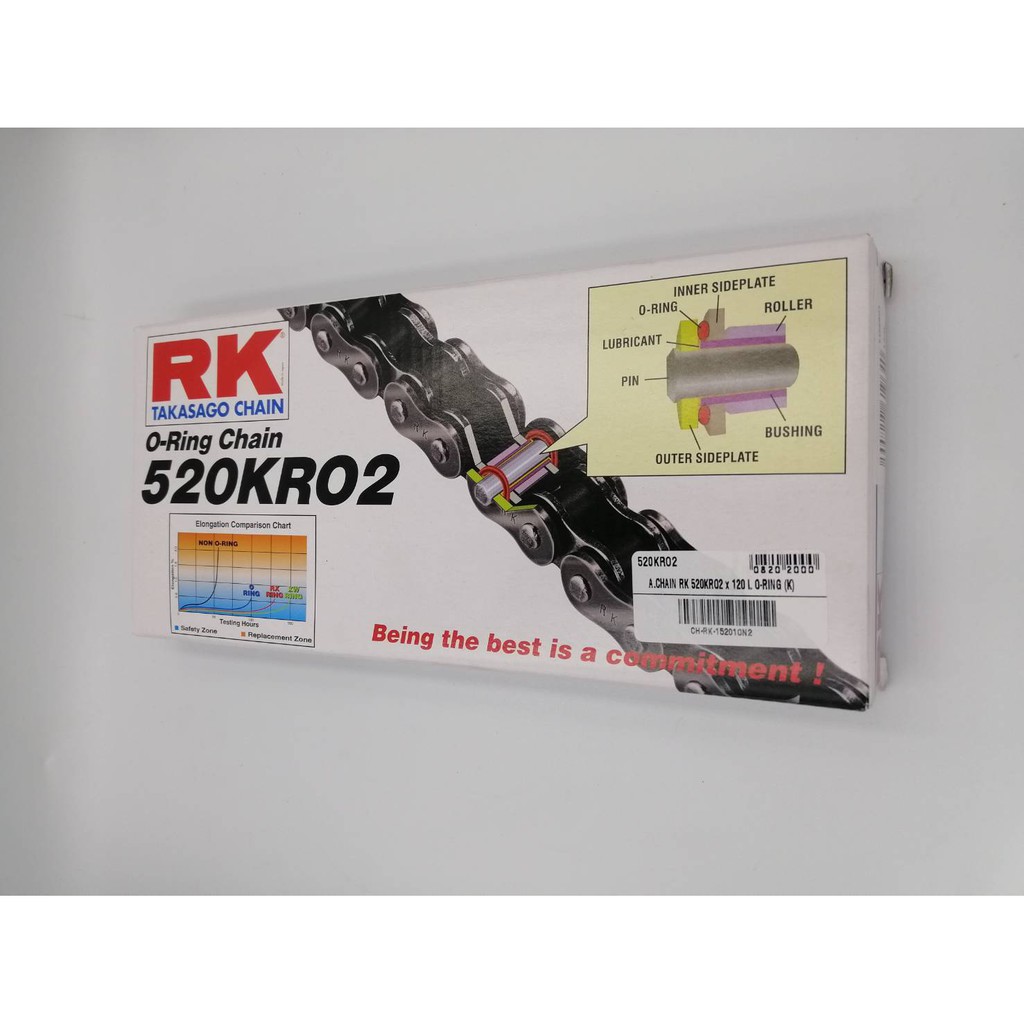 โซ่​ Rk​ takasago chain​ o-ring​ chain​ 520​ kro2 สีเงิน
