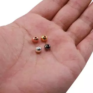 ลูกปัดทรงกลม 3 4 5 6 8 มม . สีทองเงินสําหรับทําเครื่องประดับ Diy