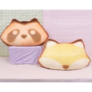 🔶ส่งฟรี🔶 หมอนอิง-เบาะรองนั่งขนมปังปิ้งหน้าแรคคูน&amp;หมาป่า [Toreba Exclusive] Soft Raccoon &amp; Fox Shaped Bread Cushion