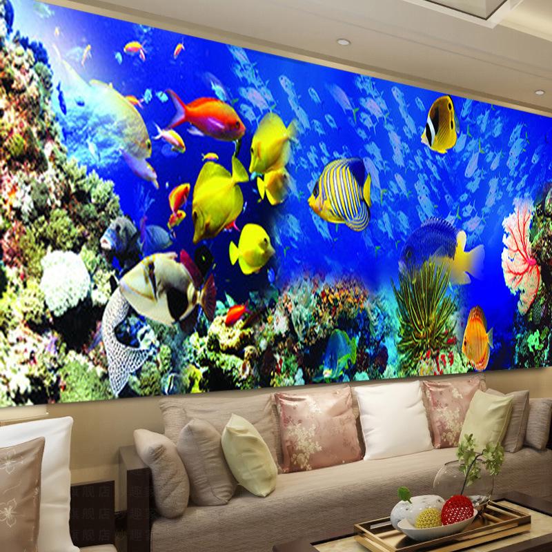 QIANZEHUI,DIY 5D Embroidery,Round Diamond Ocean Fish Full rhinestone Diamond painting cross stitch,needlework
