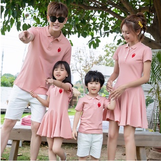 ชุดเสื้อครอบครัวเสื้อครอบครัว เสื้อโปโล Family Dress Men Shirt Boy tshirt Women Girl Dress Mini Dress Family Mathing Outfits T-shirt Family Set Tees Pluse Size