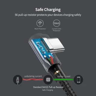 UGREEN รุ่น US284 สายชาร์จ USB C Fast Charge 90 Degree Cable Quick Charge 3.0 สำหรับ Galaxy Note 10