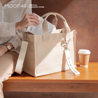 MOOF49 SUNSHINE EVERYDAY BAG กระเป๋าผ้าป่านทอลายกระสอบ มีสายยาว Cross-body สกรีนชื่อได้ รุ่นใหม่!