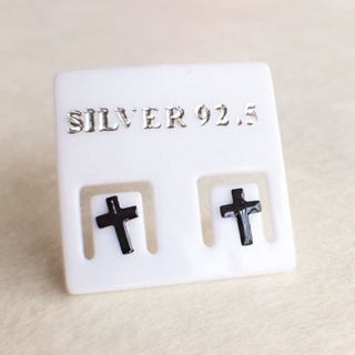 (S925) ต่างหูต่างหูไม้กางเขนเงินแท้ Sterling Silver earrings