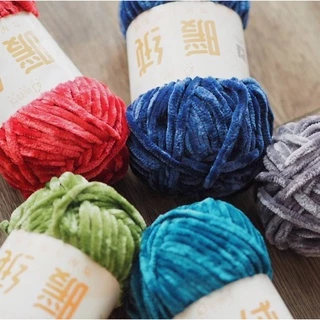 ไหมพรม ไหมพรมกำมะหยี่ ไหมกำมะหยี่ Snowball Velvet Yarn 6 มม. 100 กรัม