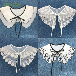Usnow ปกเสื้อปลอม ผ้าฝ้าย ปักลายลูกไม้ ฉลุลาย DIY สําหรับผู้หญิง
