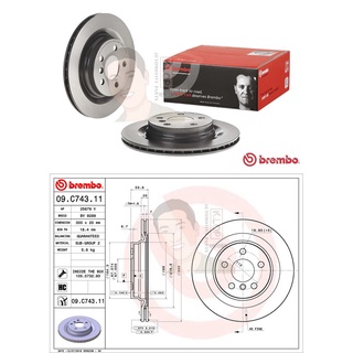 09 C743 11 จานเบรค ล้อ R (ยี่ห้อ BREMBO) รุ่น HC MINI F54 F60 ปี 2015