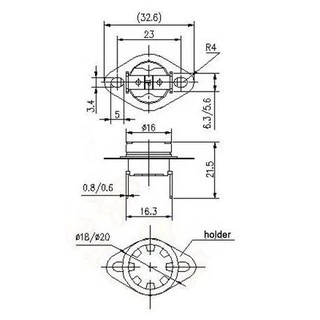 เทอร์โมสตัท Thermostat สวิทช์ ควบคุม อุณหภูมิ เซรามิค 16A 250V 40°C ถึง 300°C #KSD302 NC ขางอ 90 16A (1 ตัว)