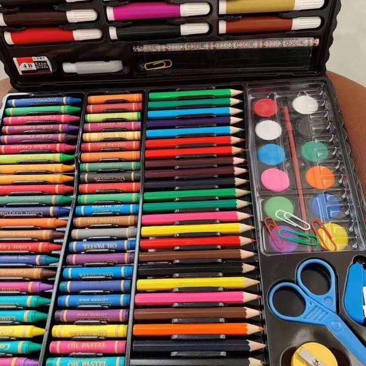 ชุดกล่องสี รวมสีไม้ สีเทียน สีน้ำ ปากกา 🌈🌈ชุดพาเลทสี ชุดใหญ่ 150 ชิ้น -009