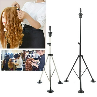 คลังสินค้าใส Wig Head Stand Mannequin Tripod Adjustable Hairdressing False Mold Bracket