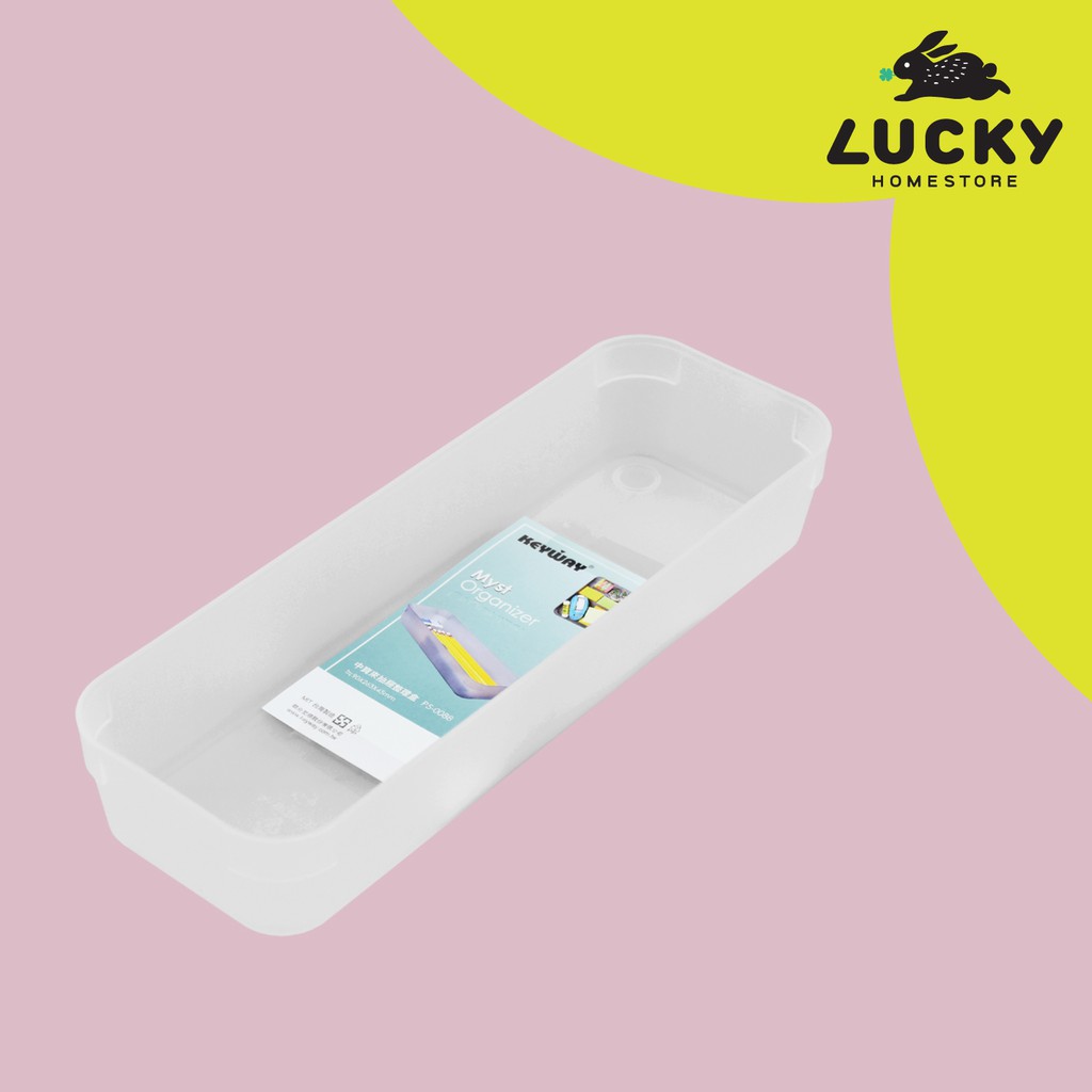 LUCKY HOME ถาดพลาสติกใสขุ่นแบ่งของในลิ้นชัก P5-0088 ขนาด (กว้าง x ยาว x สูง)(วัดด้านในถาด): 7.8 x 25 x 3.5 cm