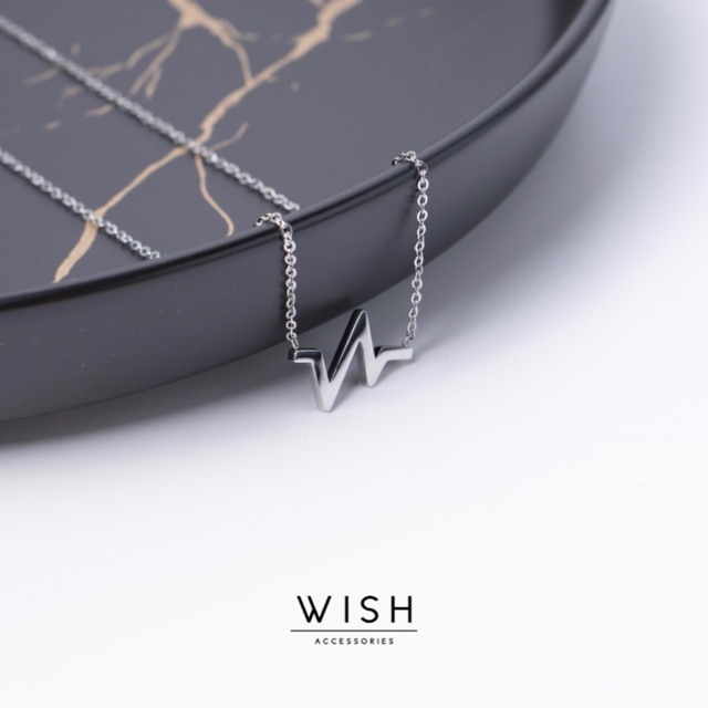 สร้อยคอเกรดพรีเมี่ยม ไม่ลอก ไม่ดำ ไม่แพ้ (WISH003 - Mini heartbeat Necklace)