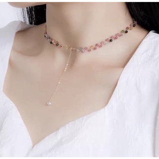 สร้อยคอChoker หินธรรมชาติ 32-40ซม ปรับขนาดได้