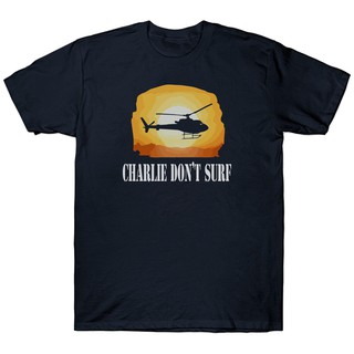 เสื้อยืด พิมพ์ลายภาพยนตร์ Charlie DonT Surf Apocalypse Now 1970S สไตล์วินเทจ สําหรับผู้ชายสามารถปรับแต่งได้