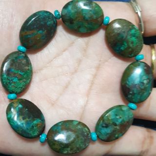 สร้อยข้อมือหินธรรมชาติชั้นนกยูง Chrysocolla, Turquoise