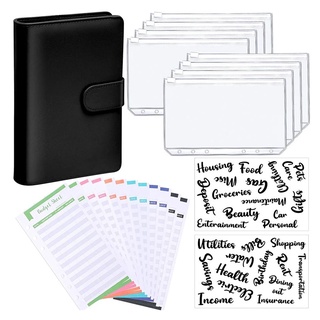 2022 A6 Notebook Binder Budget Planner Organizer 6 Ring Binder Cover 6 Binder Pockets and 12 Pieces Expense Budget Sheet
