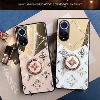 เคสโทรศัพท์ Huawei Nova 9 8i 7i 7 SE 8 9Pro P50 Pro Y7A Honor 50 Phone Case Luxury Fashion Diamond Acrylic Hard Cover Ring Bracket เคส Huawei Nova9 Nova8i Handphone Casing