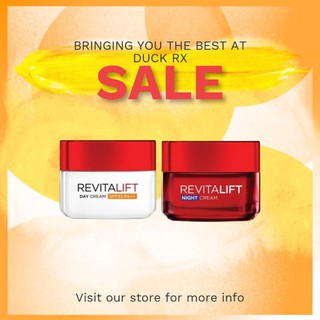 [แพ็คคู่]​ LOreal Paris Revitalift Day Cream + Night Cream 50g ลอรีอัล รีไวทัลลิฟท์  เดย์ครีม+ไนท์ครีม 50 กรัม