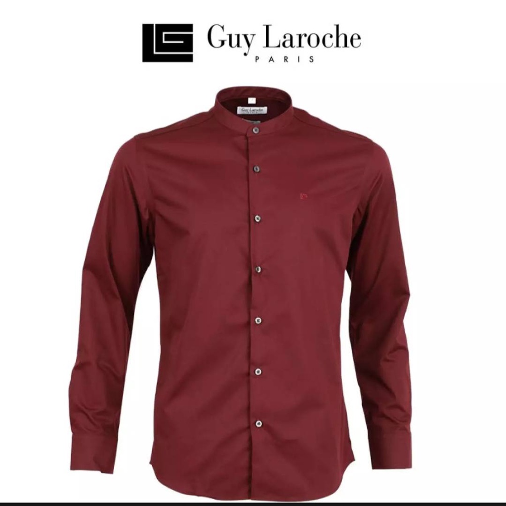 เสื้อเชิ้ตผู้ชายแขนยาว คอจีน Guy Guy Laroche รุ่นBAB6201P0RE สีแดง