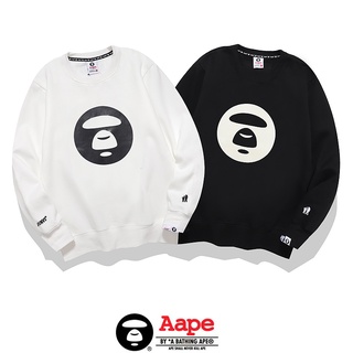 เสื้อกันหนาว คอกลม ผ้าฝ้าย พิมพ์ลาย AAPE แฟชั่นสําหรับผู้ชาย และผู้หญิง