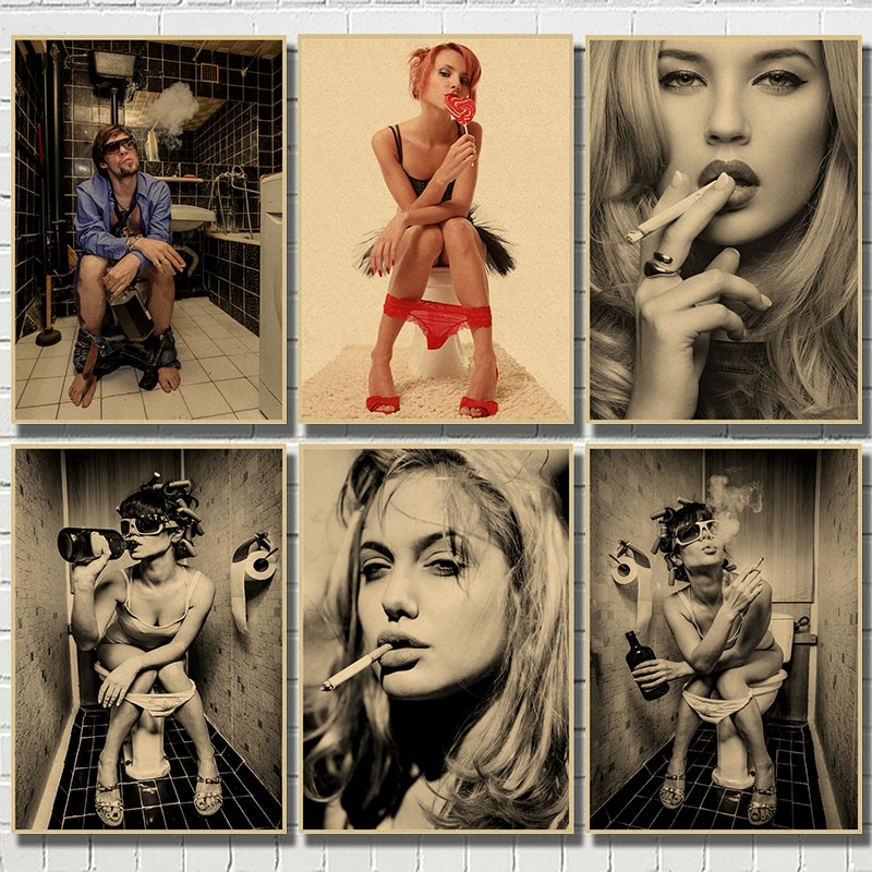โปสเตอร์ แบบติดผนัง รูปผู้หญิงสูบบุหรี่ สไตล์นอร์ดิก สําหรับตกแต่งบ้าน