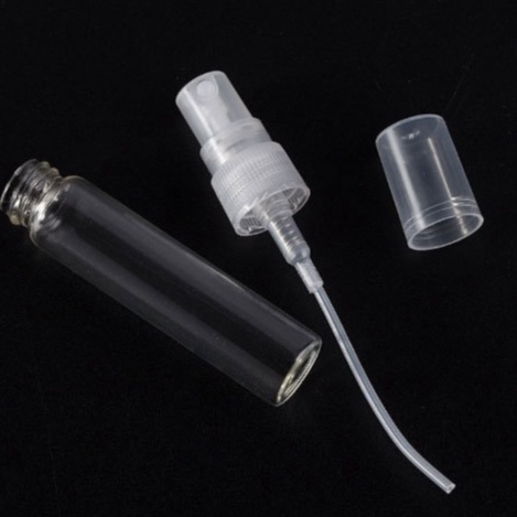 ขวดสเปรย์ปากกาใสชนิดแก้ว ฝาสีดำ,ใส,ขาว 2-10ml แพ็ค X6 ชิ้น