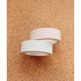 ✨2021 NEW GRID WASHI TAPE วาชิเทป เทป ลาย ตาราง สี ขาว เขียว น้ำตาล✨