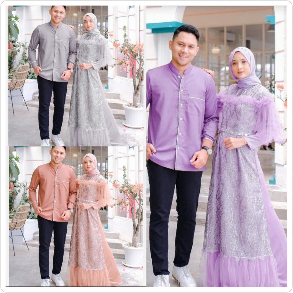 คู่รัก Aliyah / Cp Aliyah / คู่รักผ้าลูกไม้พรีเมียม gamis / คู่รักแต่งงาน lilac