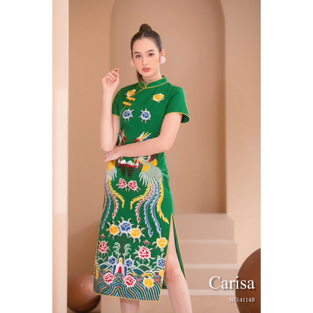 Carisa ชุดเดรส กี่เพ้า ชุดจีน ปักลายหงษ์ทั้งตัว งานสวยหรูพรีเมี่ยม ผ่าข้างทั้งสองข้าง มีซิปหลัง ซับใน [4114] - รูปที่ 2